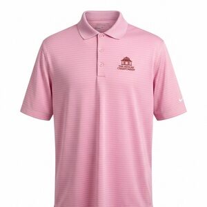 Nike Golf Dri-Fit Pink Striped Polo Shirt Mens Large Legends Championship